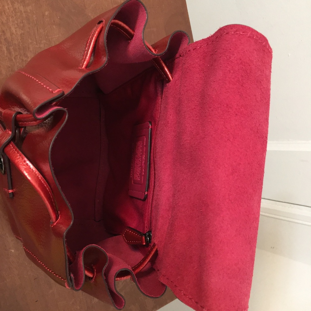 Coach Red Metallic Derby Backpack Pebble Leather Brand new with tag . - Picture 5 of 15